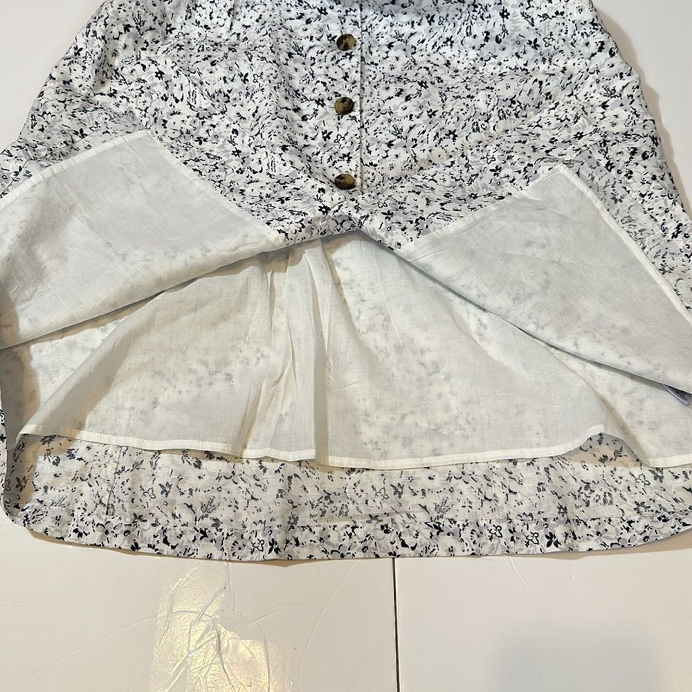 Gap women’s white gray and black floral print squared neck apron dress size 12 T - Picture 8 of 11